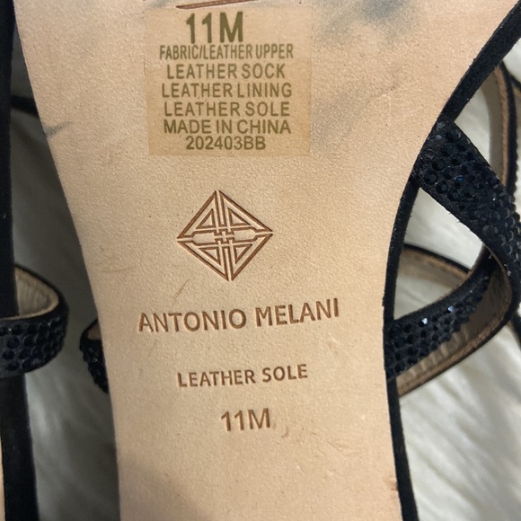 ANTONIO MELANI SANDALS SIZE 11 BNWOT LEATHER SOLE COLOR BLACK HEEL 4” STABLE - Picture 9 of 16